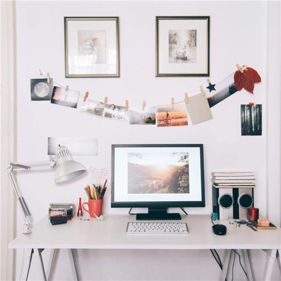 31.5 Inch Swing Arm Clamp-On White Desk Lamp with Nickel Accents, On/Off Rotary - Picture 2 of 7